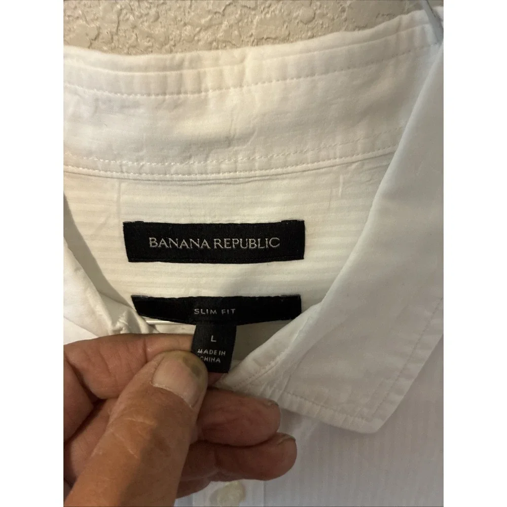 banana republic slim fit short sleeve white large button up rn54023